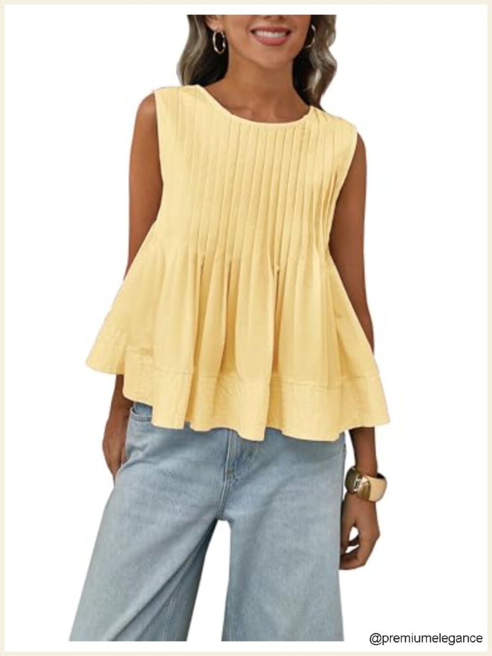 Women's Pleated Peplum Tank Top Y2K Babydoll Blouse Summer